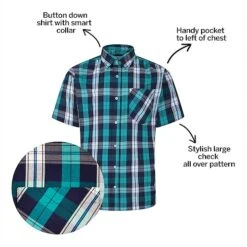 Bigdude Short Sleeve Check Shirt Green -Casual Suit For Men Sales Store 00753840 bd23ss0620green