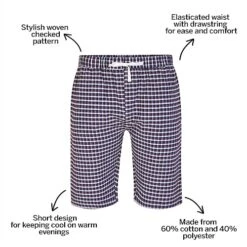 Bigdude Woven Modern Check Pyjama Shorts Red/Blue -Casual Suit For Men Sales Store 00789a0a bd22pj0320blue20and20red