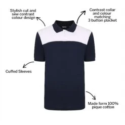 Bigdude Colour Block Polo Shirt Navy -Casual Suit For Men Sales Store 06c61c4b bd20po120blue