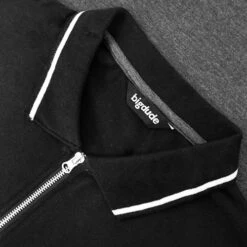 Bigdude Colour Block Zipped Polo Shirt Black/Charcoal -Casual Suit For Men Sales Store 08bd9835 img 8679
