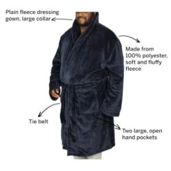 Bigdude Plain Fleece Dressing Gown Navy -Casual Suit For Men Sales Store 092a7fe5 046