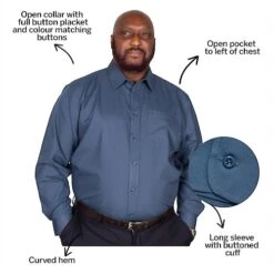 Bigdude Classic Long Sleeve Poplin Shirt Petrol -Casual Suit For Men Sales Store 09ea6bb3 bd19ls120petrol