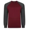 Bigdude Contrast Raglan Crew Neck Jumper Burgundy