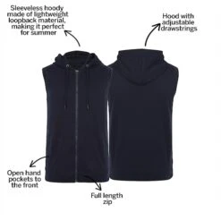 Bigdude Loop Back Sleeveless Hoody Navy -Casual Suit For Men Sales Store 143822aa bc20sg0120blue