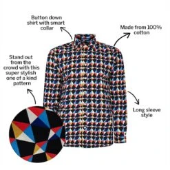 Bigdude Abstract Print Long Sleeve Poplin Shirt Black -Casual Suit For Men Sales Store 193d7481 bd23ls1520geo