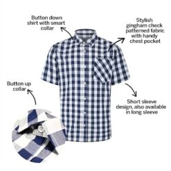 Bigdude Gingham Short Sleeve Shirt Navy -Casual Suit For Men Sales Store 1d2be7f8 bd23ss0720blue