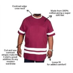Bigdude Contrast Stripe T-Shirt Burgundy -Casual Suit For Men Sales Store 2294ca9c bd19ts20red