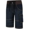 Bigdude Jersey Waistband Denim Shorts Dark Wash