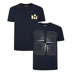 New Arrival 21 Bigdude Twin Pack Abstract Print T-Shirts Navy/Navy