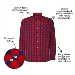 Bigdude Gingham Long Sleeve Shirt Red -Casual Suit For Men Sales Store 2c46a574 bd23ls0720red