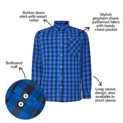 Bigdude Gingham Long Sleeve Shirt Blue -Casual Suit For Men Sales Store 2e0f014f bd23ls0720blue20ee