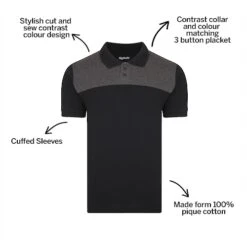 Bigdude Colour Block Polo Shirt Black -Casual Suit For Men Sales Store 2f6475d8 bd20po120black