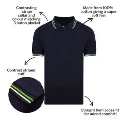 Bigdude Designer Tipped Polo Shirt Navy -Casual Suit For Men Sales Store 363f9324 bd21p0420navy