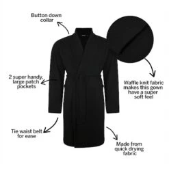 Bigdude Knitted Waffle Dressing Gown Black -Casual Suit For Men Sales Store 3665d843 bdt81sls120black