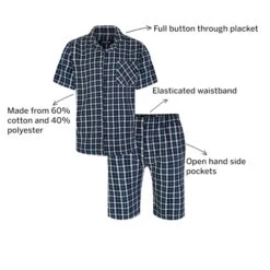 Bigdude Woven Checked Pyjama Set Navy/Blue -Casual Suit For Men Sales Store 37d48eb5