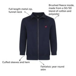 Bigdude Funnel Neck Full Zip Sweatshirt Navy 6 Bigdude Funnel Neck Full Zip Sweatshirt Navy -Casual Suit For Men Sales Store 38e98e10 032