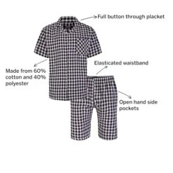 Bigdude Woven Checked Pyjama Set Navy/White -Casual Suit For Men Sales Store 40cf3dd5 2