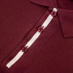 Bigdude Contrast Stripe Placket With Tipped Cuff Polo Shirt Burgundy -Casual Suit For Men Sales Store 43401e48 img 8445