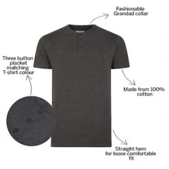Bigdude Grandad T-Shirt Charcoal -Casual Suit For Men Sales Store 44073dd5 bd19ts0120grey