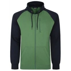 New Arrival 9 Bigdude Contrast Raglan Full Zip Hoody Deep Green/Navy