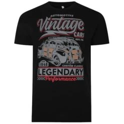 Bigdude Vintage Car Print T-Shirt Black