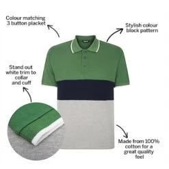 Bigdude Colour Block Pique Polo Deep Green -Casual Suit For Men Sales Store 4f3fdafc bd22p1820geen