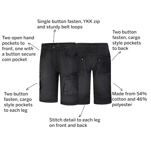Bigdude Cargo Denim Shorts Black 3 Bigdude Cargo Denim Shorts Black - Image 3