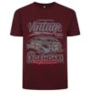 Bigdude Vintage Car Print T-Shirt Burgundy