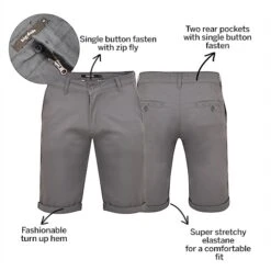 Bigdude Stretch Chino Shorts Grey -Casual Suit For Men Sales Store 59bcfa48 bd20sh0320grey