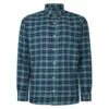 Bigdude Button Down Long Sleeve Check Shirt Turquoise