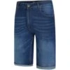 Bigdude Stretch Turn Up Denim Shorts Mid Blue Wash