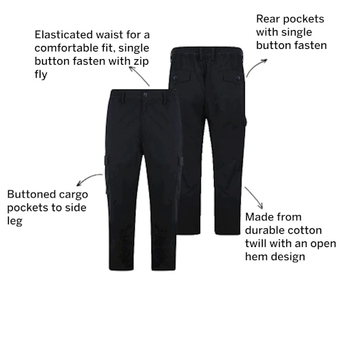 Bigdude Elasticated Waist Cargo Trousers Dark Navy 2 Bigdude Elasticated Waist Cargo Trousers Dark Navy - Image 2