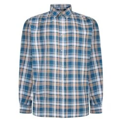 Bigdude Button Down Long Sleeve Check Shirt Teal