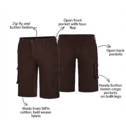 Bigdude Stretch Twill 3/4 Length Cargo Shorts Brown -Casual Suit For Men Sales Store 6ac25134 bd22sh0820brown