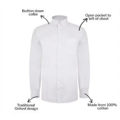 Bigdude Oxford Long Sleeve Shirt White -Casual Suit For Men Sales Store 717e274f bd19ls120white