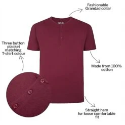 Bigdude Grandad T-Shirt Burgundy -Casual Suit For Men Sales Store 7477e463 bd19ts0120red
