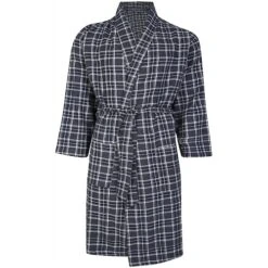 Bigdude Flannel Checked Dressing Gown Slate