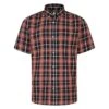 Bigdude Button Down Short Sleeve Check Shirt Brown
