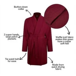 Bigdude Knitted Waffle Dressing Gown Burgundy -Casual Suit For Men Sales Store 76e0db77 bdt81sls120red