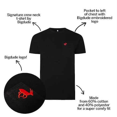 Bigdude Signature Pocket T-Shirt Black/Red 3 Bigdude Signature Pocket T-Shirt Black/Red - Image 3