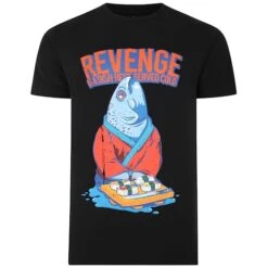 New Arrival 11 Bigdude Revenge Fish Print T-Shirt Black