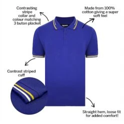 Bigdude Designer Tipped Polo Shirt Cobalt Blue -Casual Suit For Men Sales Store 7beab01b bd21p0420blue