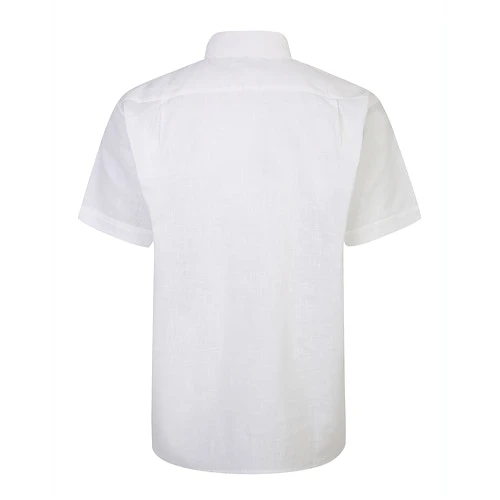Bigdude Short Sleeve Linen Woven Shirt White 2 Bigdude Short Sleeve Linen Woven Shirt White - Image 2