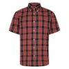 Bigdude Button Down Short Sleeve Check Shirt Light Red