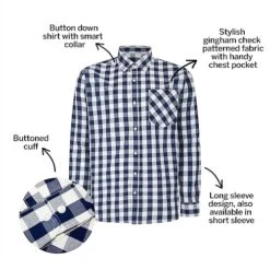 Bigdude Gingham Long Sleeve Shirt Navy -Casual Suit For Men Sales Store 816467cd bd23ls0720blue