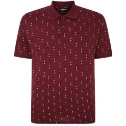 Bigdude Geometric Print Polo Shirt Burgundy