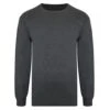 Bigdude Plain Crew Neck Knitted Jumper Charcoal