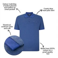 Bigdude Buttoned Pocket Polo Shirt Royal Blue Marl -Casual Suit For Men Sales Store 84dba2d2 bd23p1820blue