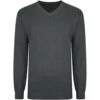 Bigdude Plain V Neck Knitted Jumper Charcoal