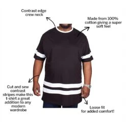 Bigdude Contrast Stripe T-Shirt Black -Casual Suit For Men Sales Store 911da2b8 bd19ts20black